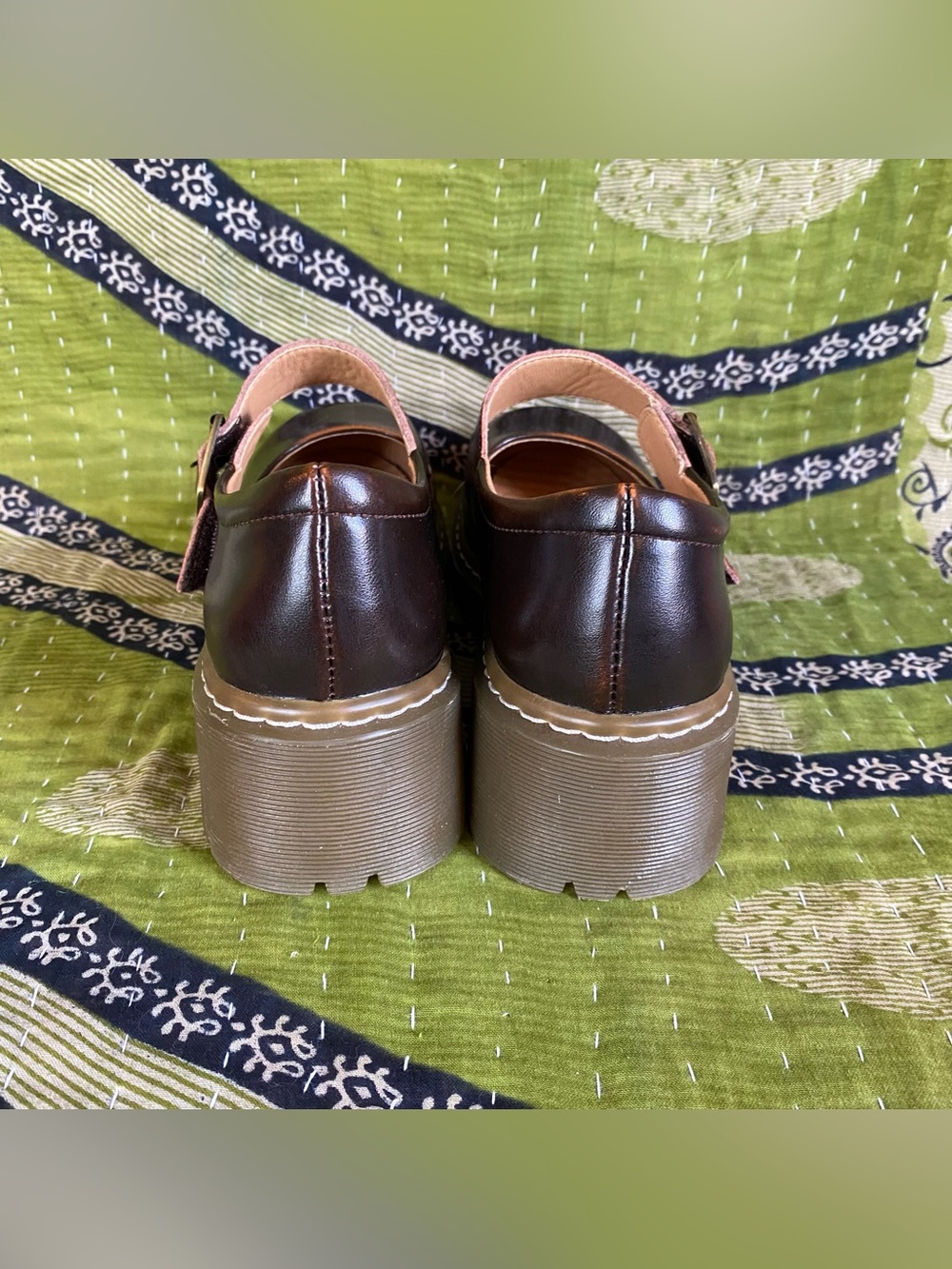Meizudongli Brown Leather Mary Jane Chunky Platform Shoes 8/8.5 Y2K Revival - Picture 5 of 15